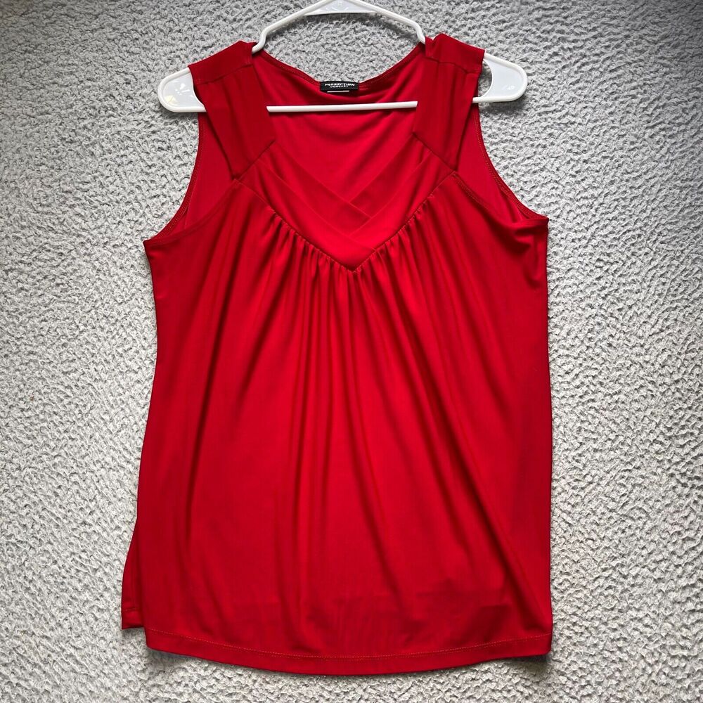 Perseption Concepts Tank Top Shirt Womens Large Red Sleeveless Blouse